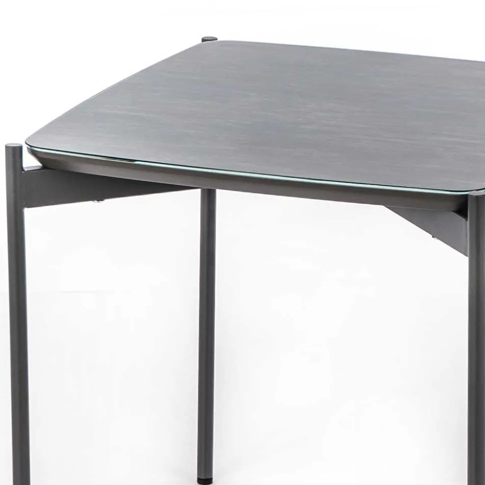 Quadrat Beistelltisch in Blaugrau - Vrono