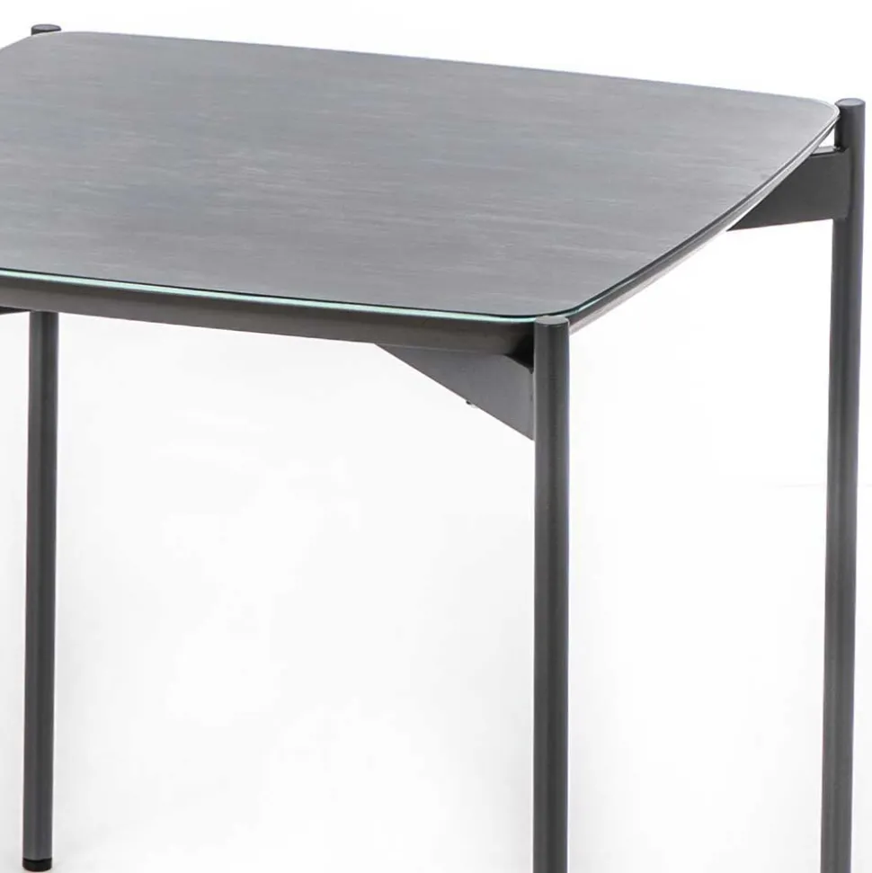 Quadrat Beistelltisch in Blaugrau - Vrono