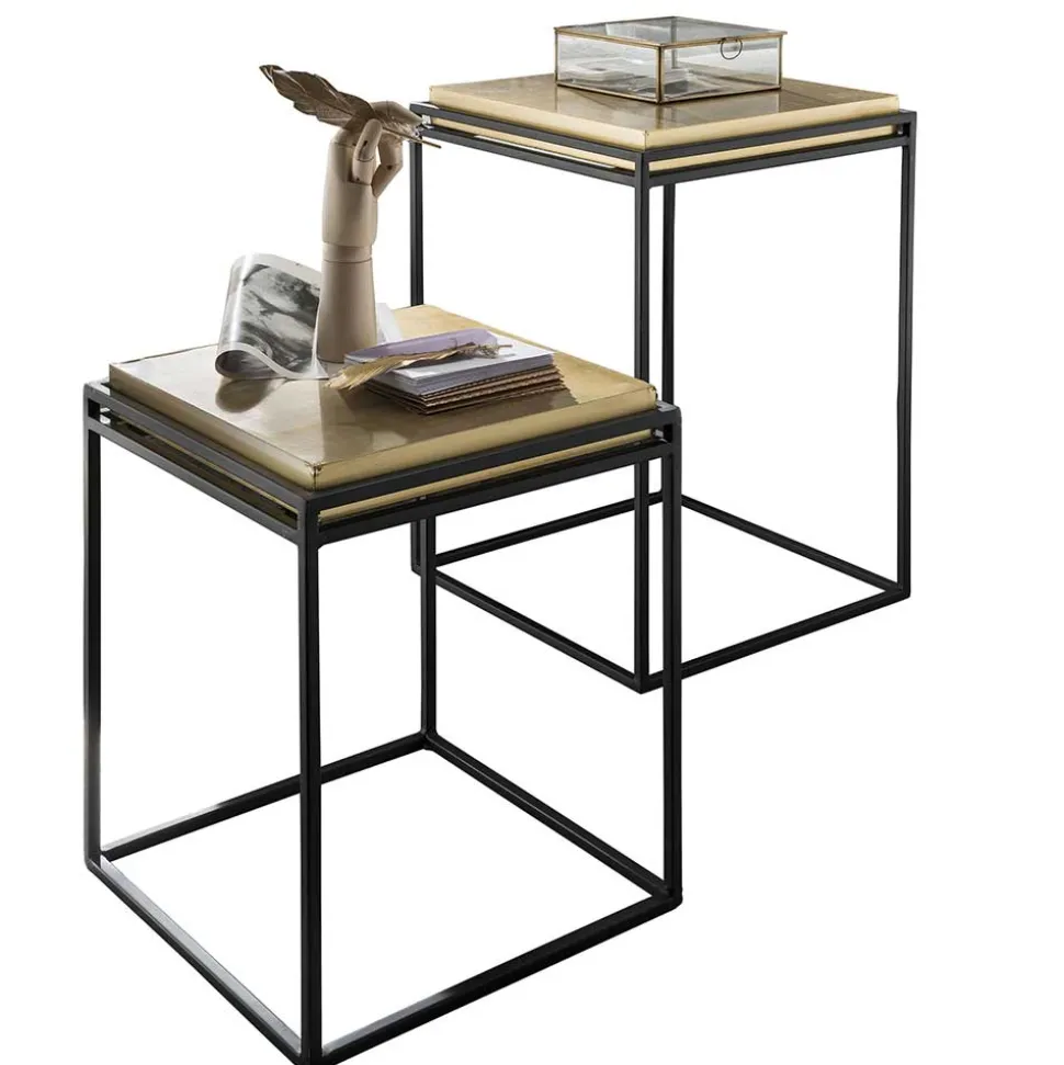 Quadratische Beistelltische in Gold - Miaoly (zweiteilig)