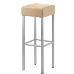 Quadratischer Barhocker in Beige Microfaser - Garrysa