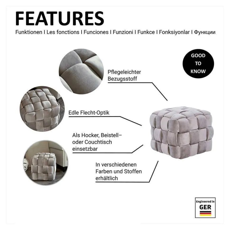 Quadratischer Hocker in Flechtoptik - Malivia