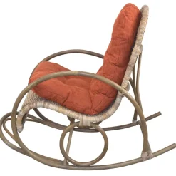 Rattan Geflecht Schaukelstuhl in Graubraun - Atjada