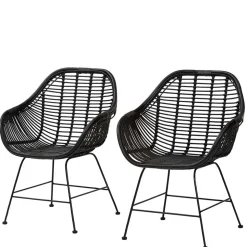 Rattan Geflechtstühle mit Armlehnen - Bregenza (2er Set)