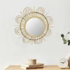 Rattan Spiegel - Blütendesign Geflechtrahmen - Frastiva