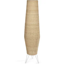 Rattan Stehleuchte aus Geflecht in Beige - Abelonia