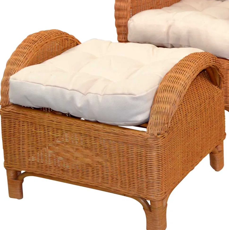 Rattansessel & Fußhocker Set - Nesaris (zweiteilig)