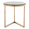 Rauchglas Beistelltisch mit Gestell in Rosegold - Shivan