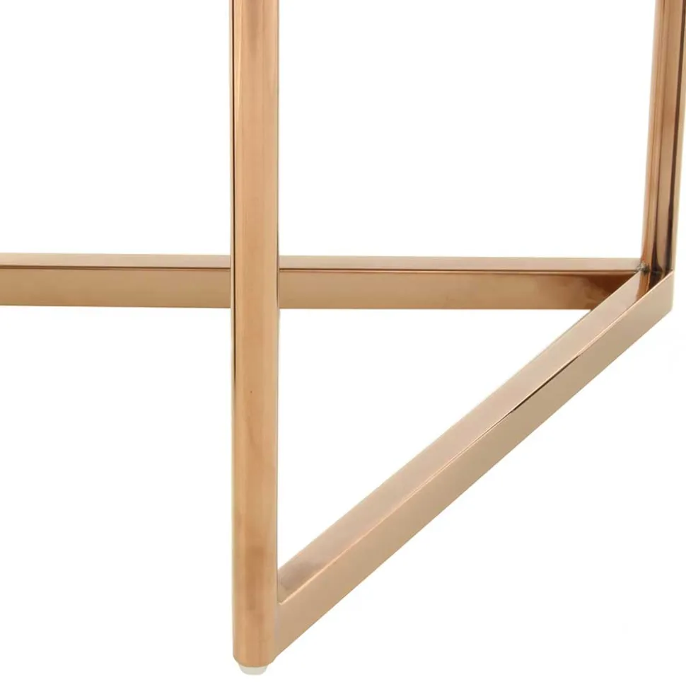 Rauchglas Beistelltisch mit Gestell in Rosegold - Shivan
