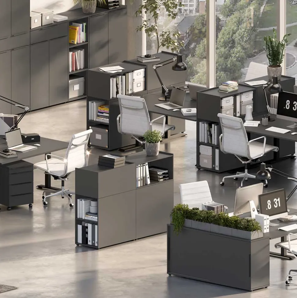 Raumteiler Officeregal in Dunkelgrau - Tila