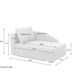 Recamiere in Hellgrau und Weiß gestreift - Estania