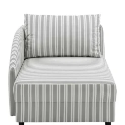 Recamiere in Hellgrau und Weiß gestreift - Estania