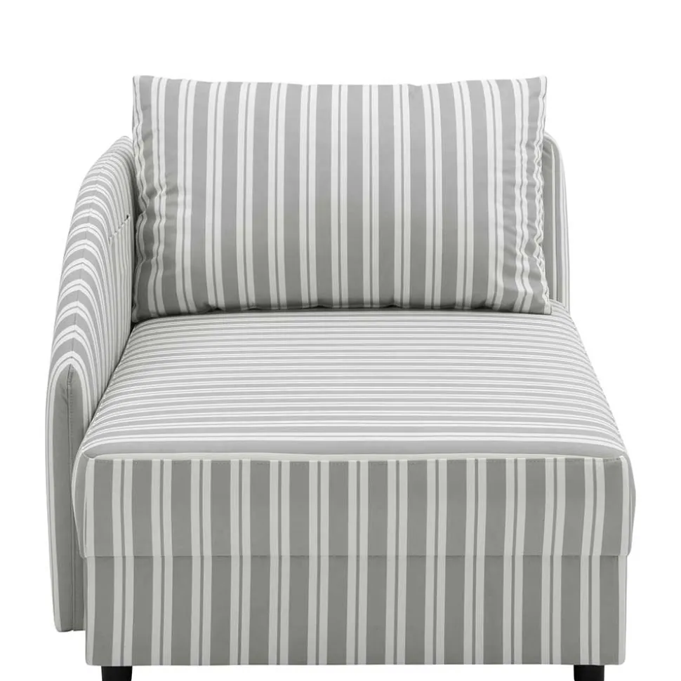 Recamiere in Hellgrau und Weiß gestreift - Estania