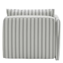 Recamiere in Hellgrau und Weiß gestreift - Estania