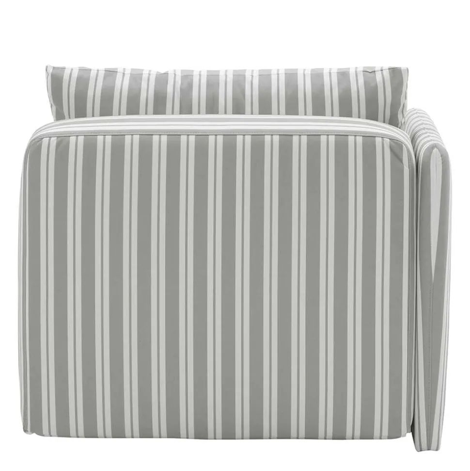 Recamiere in Hellgrau und Weiß gestreift - Estania