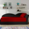 Recamiere mit Bettfunktion in Rot und Schwarz - Domenicus