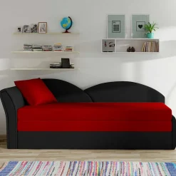 Recamiere mit Bettfunktion in Rot und Schwarz - Domenicus