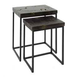 Rechteckige Beistelltische aus Teak - Clarisa (zweiteilig)