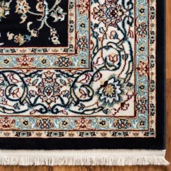 Rechteckiger Orient Teppich in Dunkelblau & Creme - Pandau