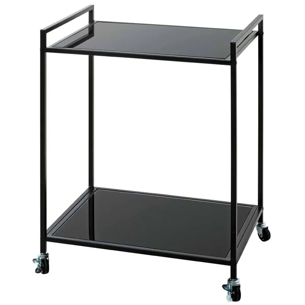 Rechteckiger Servierwagen aus Schwarzglas - Vanila