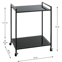 Rechteckiger Servierwagen aus Schwarzglas - Vanila