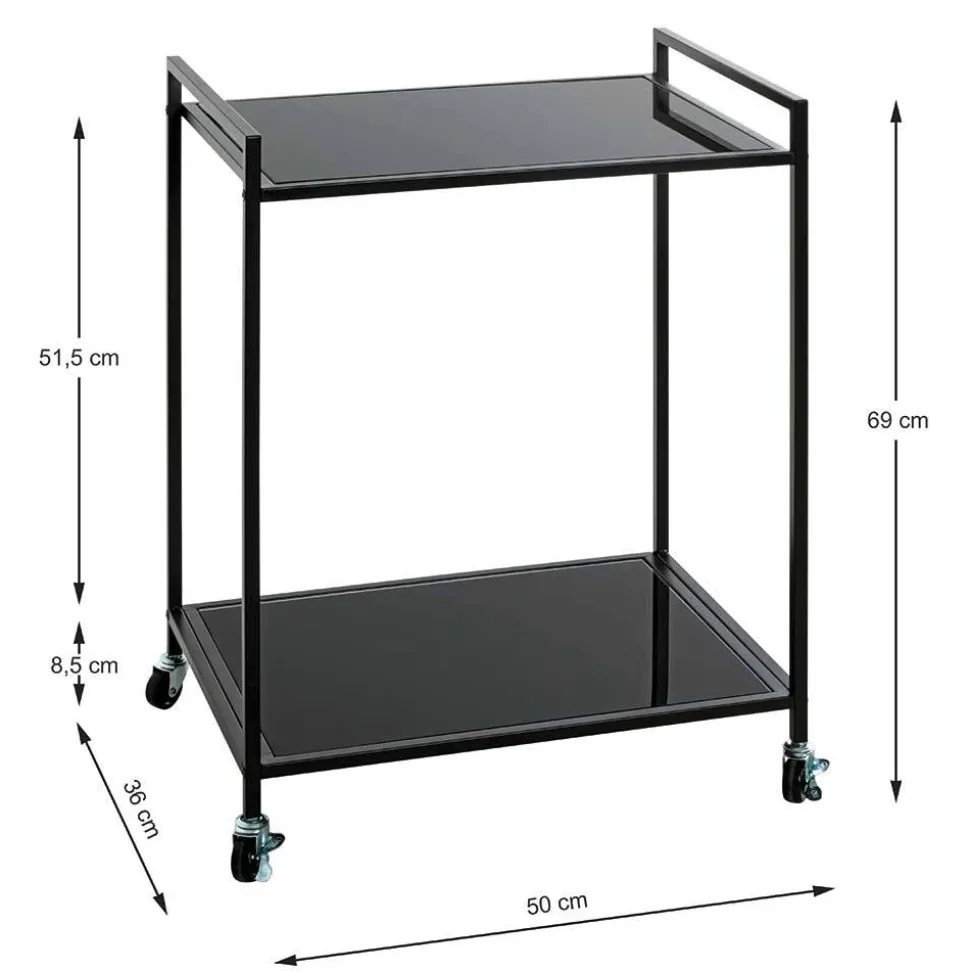 Rechteckiger Servierwagen aus Schwarzglas - Vanila