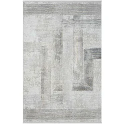 Rechteckiger Teppich in Creme und Hellgrau - Sascora