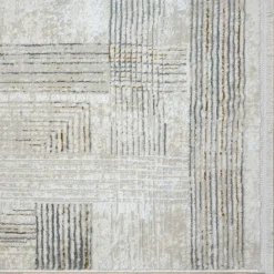 Rechteckiger Teppich in Creme und Hellgrau - Sascora