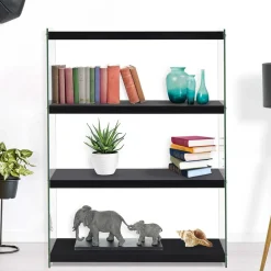 Regal in Hochglanz Schwarz & Transparent - Viverone