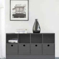 Regal mit 4 Fächern und 4 Boxen - Buleta