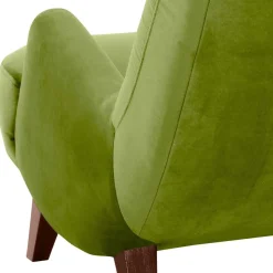 Relax Sessel in Oliv Grün mit Nussbaum - Sofia