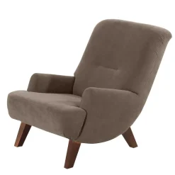 Relaxsessel in Beigegrau und Nussbaum - Kilazu