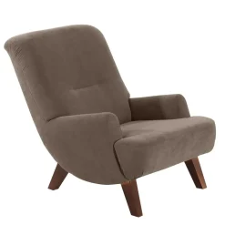 Relaxsessel in Beigegrau und Nussbaum - Kilazu