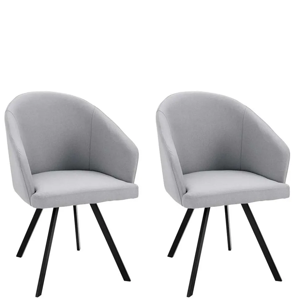 Retro Armlehnenstühle in Hellgrau - Dranico (2er Set)