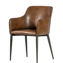 Retro Armlehnenstuhl aus braunem Kunstleder - Fulivia (2er Set)