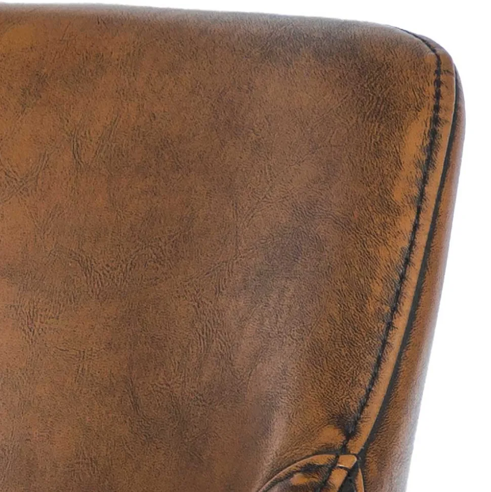 Retro Armlehnenstuhl aus braunem Kunstleder - Fulivia (2er Set)