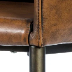 Retro Armlehnenstuhl aus braunem Kunstleder - Fulivia (2er Set)