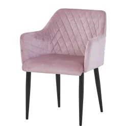 Retro Armlehnenstuhl in Altrosa Samt - Onjamy (2er Set)