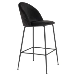 Retro Barstühle aus schwarzem Samt - Baltimoore (2er Set)