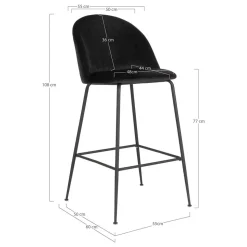 Retro Barstühle aus schwarzem Samt - Baltimoore (2er Set)