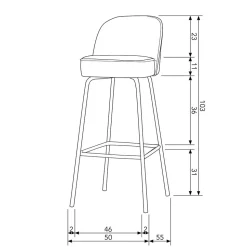 Retro Barstuhl mit Sitzhöhe 79 cm - Cuba