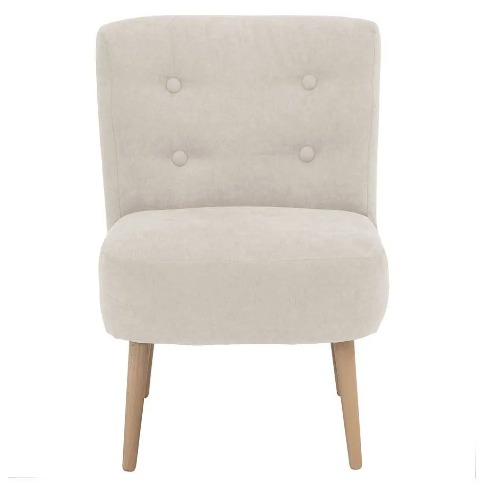 Retro Cocktailsessel in Beige und Buche - Cranzo