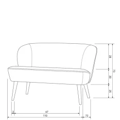 Retro Couch in Khaki Samtstoff - Griffina