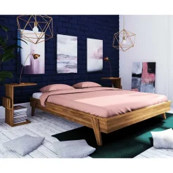 Retro Design Bettanlage aus Wildeiche - Hardus