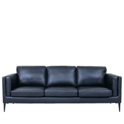 Retro Design Ledercouch in Schwarz - Griffina