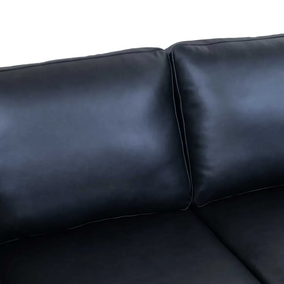 Retro Design Ledercouch in Schwarz - Griffina