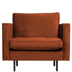 Retro Designsessel in Rost Braun Samt - Naryon