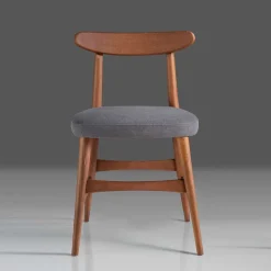 Retro Esstischstuhl in Nussbaum Braun & Grau - Translato