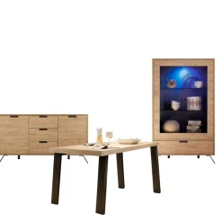 Retro Esszimmer Einrichtung in Eiche - Rodonda (dreiteilig)