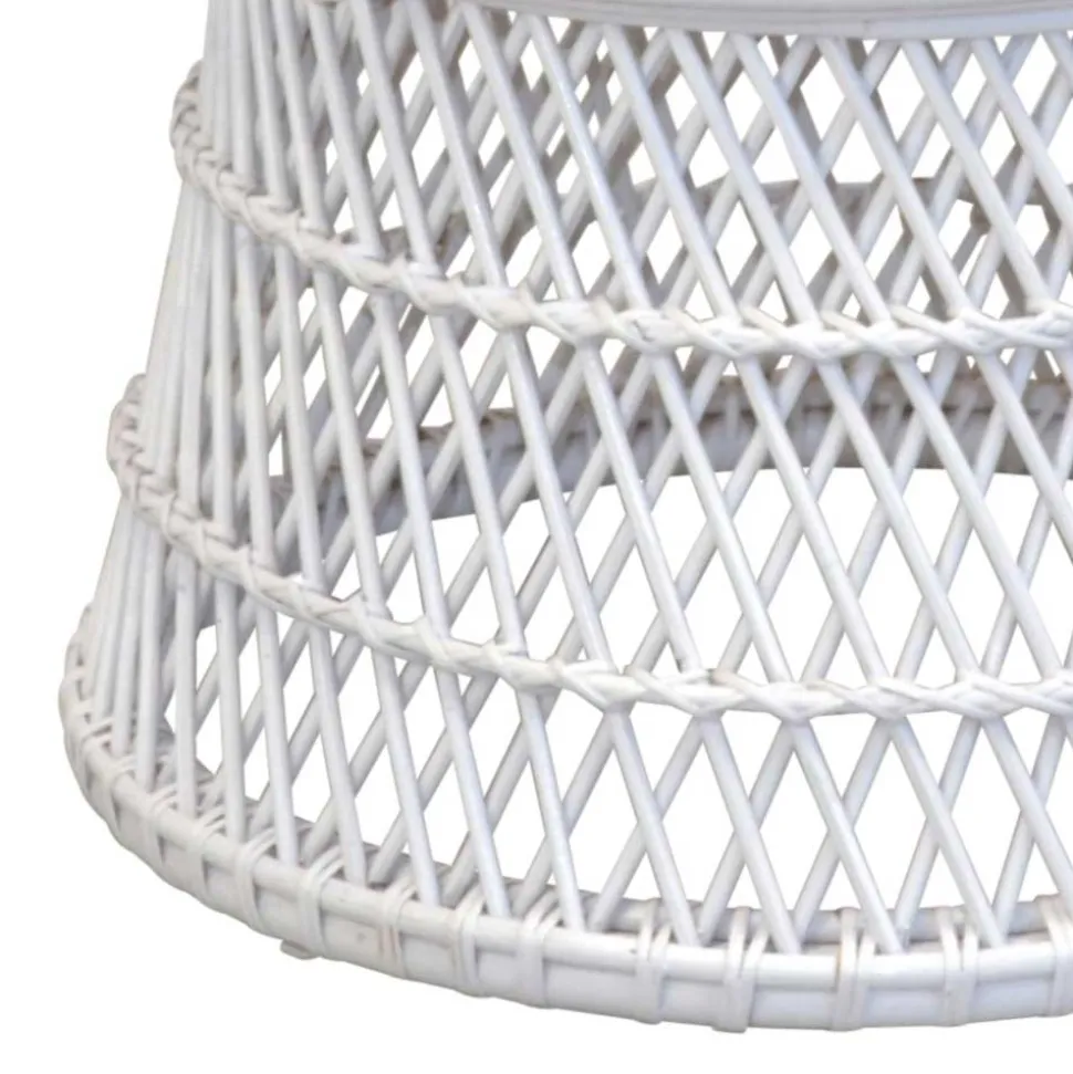 Retro Geflechtsessel aus Rattan in Weiß - Marcello