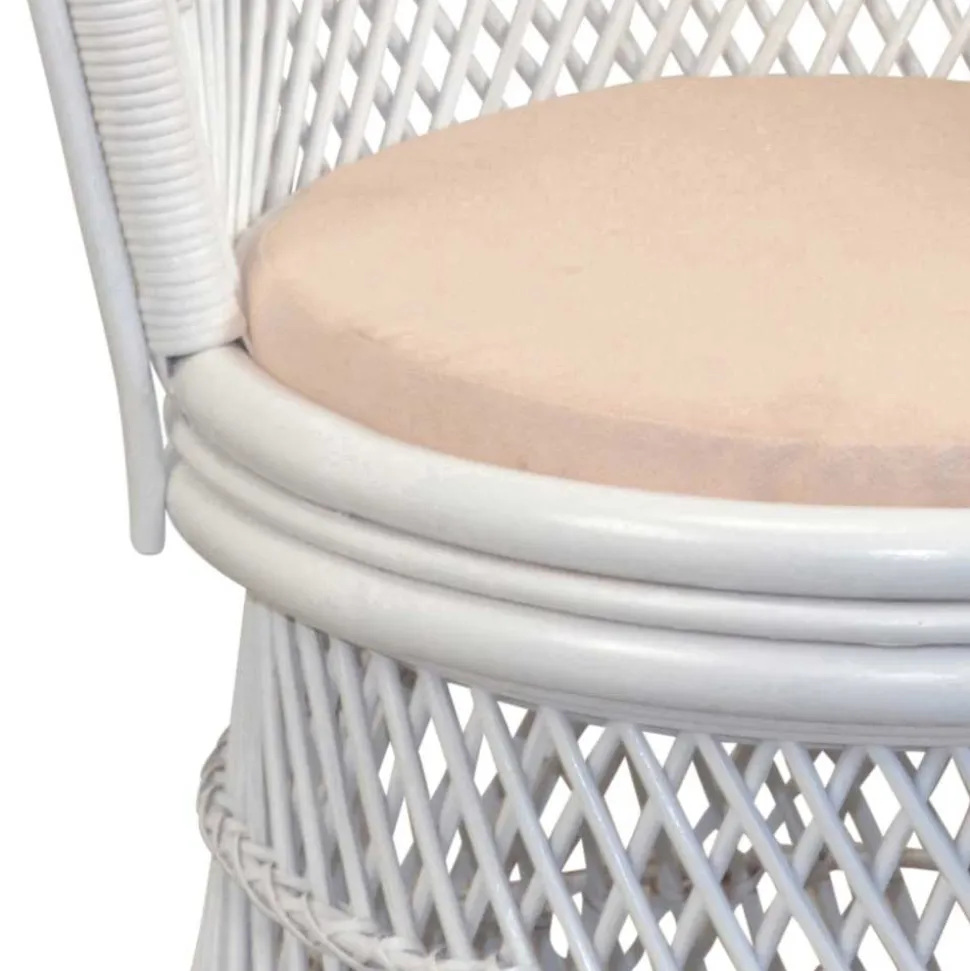 Retro Geflechtsessel aus Rattan in Weiß - Marcello